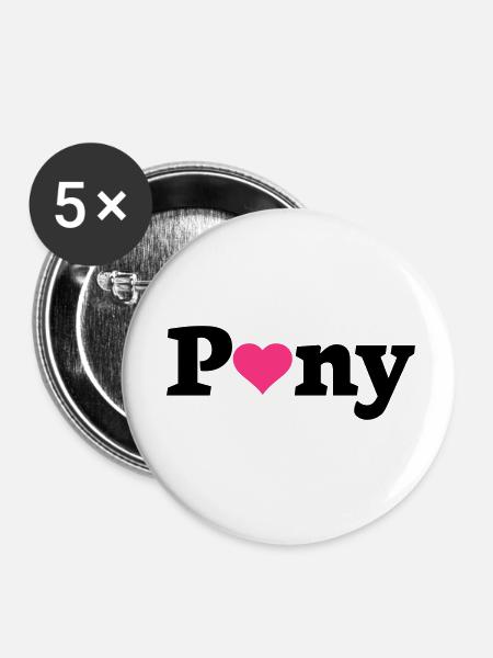 Pony Herz - Buttons klein 25 mm (5er Pack) - Weiß