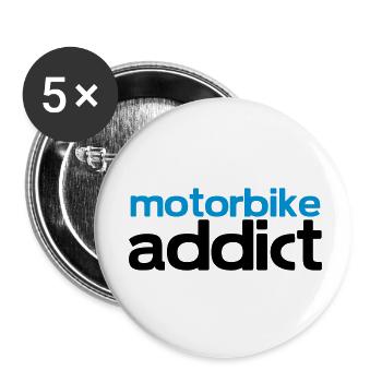 motorbike addict - Buttons small 1''/25 mm (5-pack) - white - Front