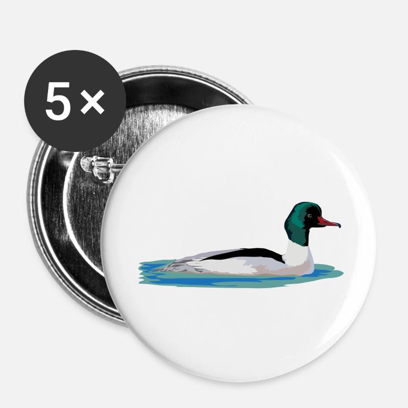 Gänsesäger - Buttons klein 25 mm (5er Pack) - Weiß