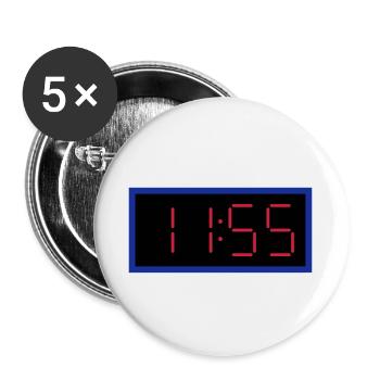 ★ Designfarben änderbar ★ Digitaluhr 11:55 Uhr - Buttons klein 25 mm (5er Pack) - Weiß - Vorne