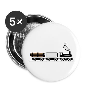 dampflok eisenbahn spielzeug güterzug - Buttons klein 25 mm (5er Pack) - Weiß - Vorne