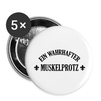 Kräftig Muskulös Muskelprotz Stämmig bodybuilding - Buttons klein 25 mm (5er Pack) - Weiß - Vorne