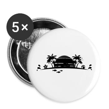 Sommer - Palmen Strand - Buttons klein 25 mm (5er Pack) - Weiß - Vorne