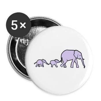 Elephant mother and baby elephants - Lot de 5 petits badges (25 mm) - blanc - Devant