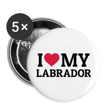 I love my Labrador - Buttons klein 25 mm (5er Pack) - Weiß - Vorne