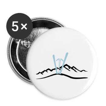 Ski und Berg, Skifahen - Buttons klein 25 mm (5er Pack) - Weiß - Vorne