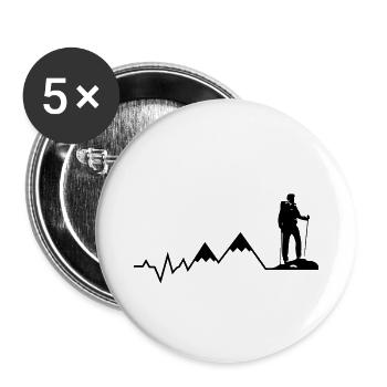 My heart beats for hiking - Berge Hiking EKG - Buttons small 1''/25 mm (5-pack) - white - Front