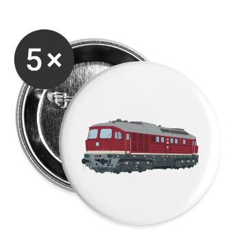Ludmilla Lok Diesellok Taigatrommel BR 130 BR 132 - Buttons klein 25 mm (5er Pack) - Weiß - Vorne