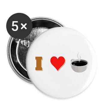 ich liebe Kaffee - Buttons klein 25 mm (5er Pack) - Weiß - Vorne
