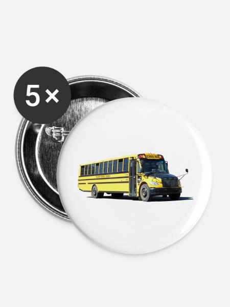 Schulbus - Buttons klein 25 mm (5er Pack) - Weiß