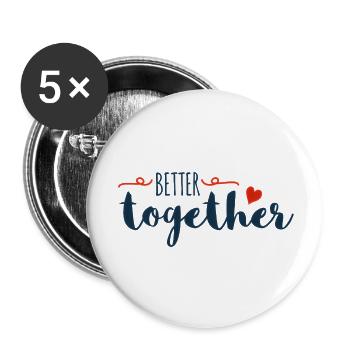 Better Together Drehbuch-Herz - Buttons klein 25 mm (5er Pack) - Weiß - Vorne
