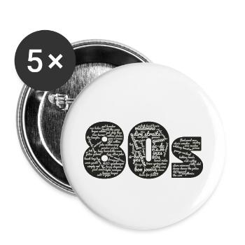 Wolke Wörter 80er Jahre weiß - Buttons klein 25 mm (5er Pack) - Weiß - Vorne