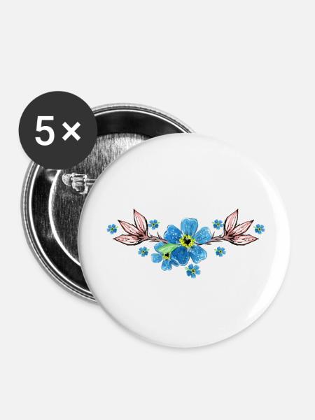 Blumen - Buttons klein 25 mm (5er Pack) - Weiß