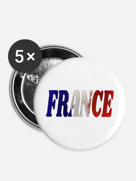 France - Buttons klein 25 mm (5er Pack) - Weiß