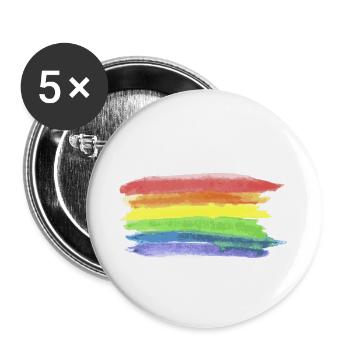 LGBT Flagge Regenbogen Fahne Pride Gay Homosexuell - Buttons klein 25 mm (5er Pack) - Weiß - Vorne