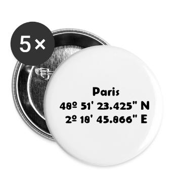 Paris (Paris) - Lot de 5 petits badges (25 mm) - blanc - Devant
