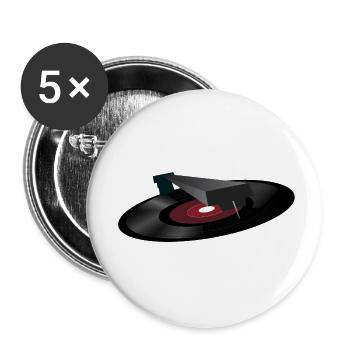 disque vinyle - Lot de 5 petits badges (25 mm) - blanc - Devant