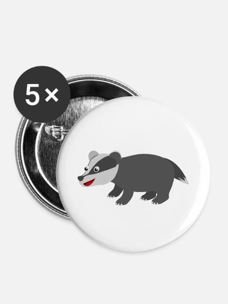Dachs - Buttons klein 25 mm (5er Pack) - Weiß