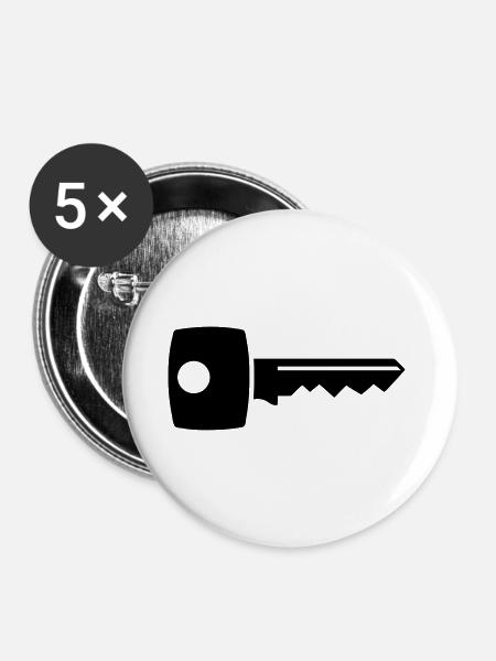 Schlüssel - Buttons klein 25 mm (5er Pack) - Weiß