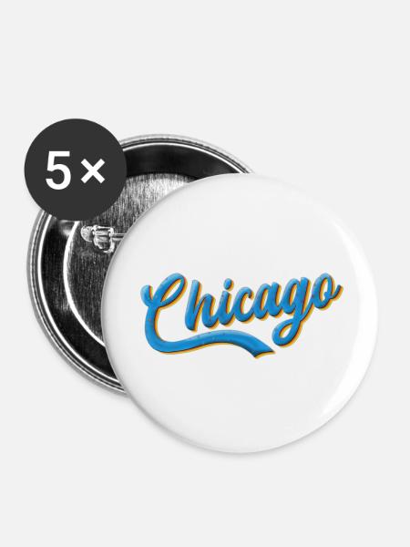 Chicago cooles Design - Buttons klein 25 mm (5er Pack) - Weiß