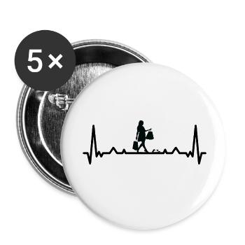 Chasseur de bonnes affaires de battement de cœur ECG en talons hauts - Lot de 5 petits badges (25 mm) - blanc - Devant