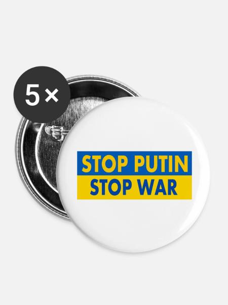 Stop war - Buttons klein 25 mm (5er Pack) - Weiß