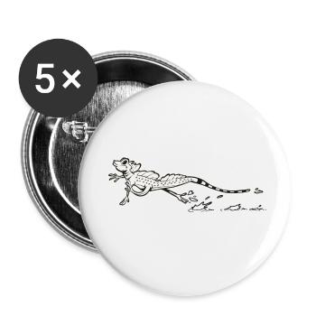 Lézard Jésus-Christ rétro - Lot de 5 petits badges (25 mm) - blanc - Devant