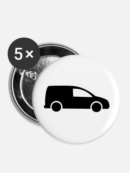 Van Logo Lieferung - Buttons klein 25 mm (5er Pack) - Weiß