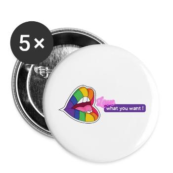 LGBT Lèvres colorées Aimez ce que vous voulez Idée cadeau - Lot de 5 petits badges (25 mm) - blanc - Devant