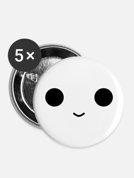 Cute face - Buttons klein 25 mm (5er Pack) - Weiß