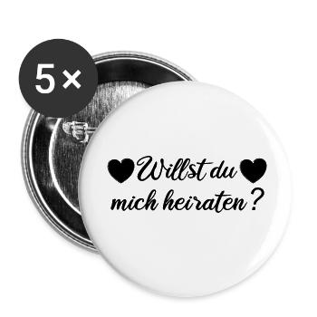 Willst du mich heiraten? - Buttons klein 25 mm (5er Pack) - Weiß - Vorne