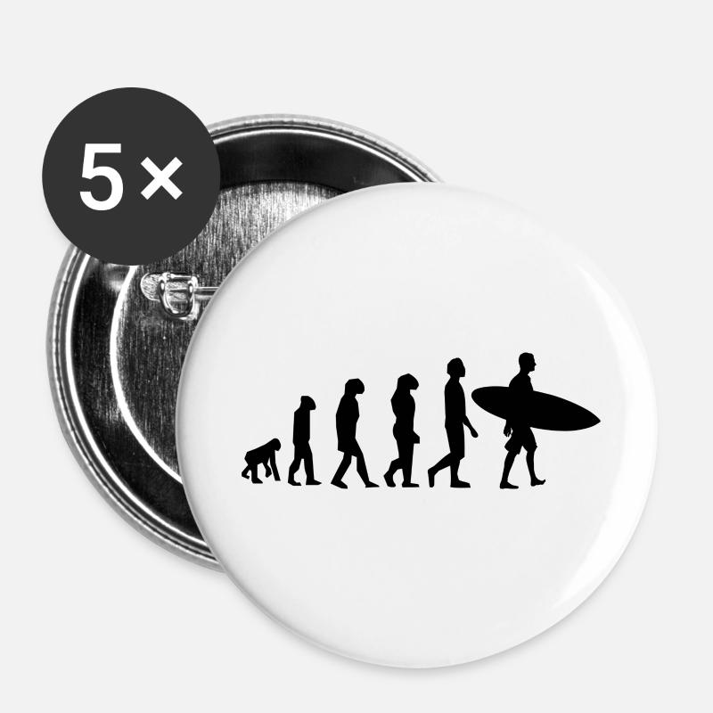 SURFER - Buttons klein 25 mm (5er Pack) - Weiß