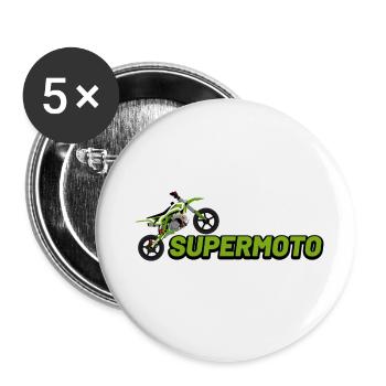 Lettrage Supermotard blanc - Lot de 5 petits badges (25 mm) - blanc - Devant