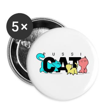 pussi chats noirs - Lot de 5 petits badges (25 mm) - blanc - Devant