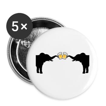 2 Elefanten Bier Anstoßen - Buttons klein 25 mm (5er Pack) - Weiß - Vorne