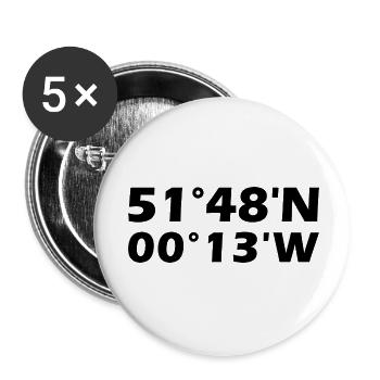 Welwyn Garden City Koordinaten - Buttons klein 25 mm (5er Pack) - Weiß - Vorne