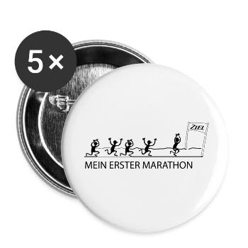 Mein erster Marathon - Zieleinlauf #Marathon #Ziel - Buttons klein 25 mm (5er Pack) - Weiß - Vorne