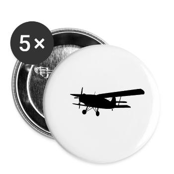 Doppeldecker Flugzeug - Buttons klein 25 mm (5er Pack) - Weiß - Vorne