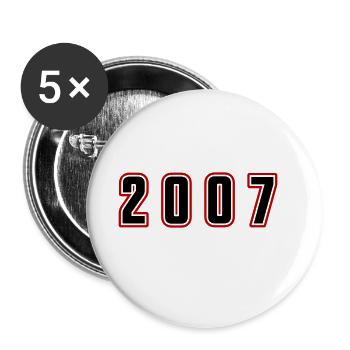 2007 Jahr Zahl - Buttons klein 25 mm (5er Pack) - Weiß - Vorne