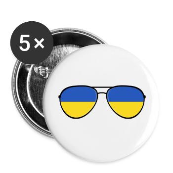 Ukraine Ukraina Slava Ukraine Sunglasses Flag - Buttons small 1''/25 mm (5-pack) - white - Front