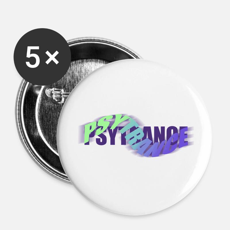 PSYTRANCE - Buttons klein 25 mm (5er Pack) - Weiß