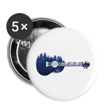 Natur Wald Musik Ukulele Gitarre Bäume Instrument - Buttons klein 25 mm (5er Pack) - Weiß - Vorne