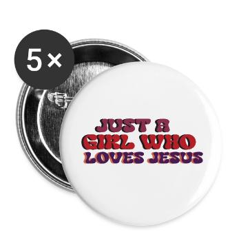 Juste une fille qui aime Jésus - Lot de 5 petits badges (25 mm) - blanc - Devant