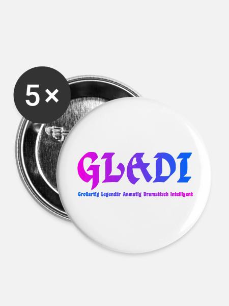 GLADI Großartig - Buttons klein 25 mm (5er Pack) - Weiß