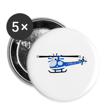 Hélicoptère Polis Enfants - Lot de 5 petits badges (25 mm) - blanc - Devant