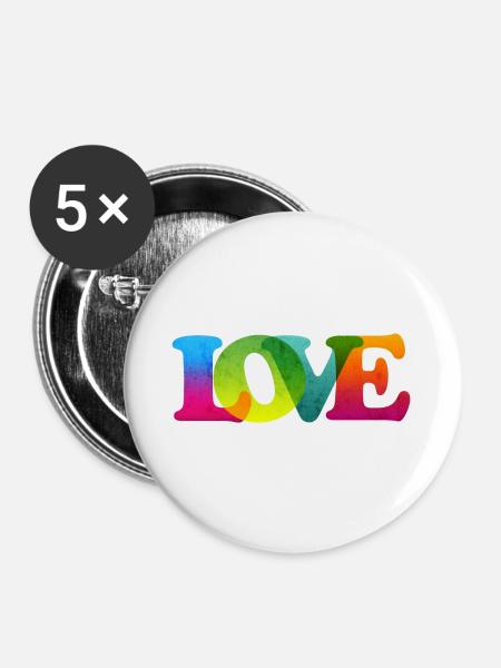 LOVE STATEMENT BUNT GROOVY - Buttons klein 25 mm (5er Pack) - Weiß