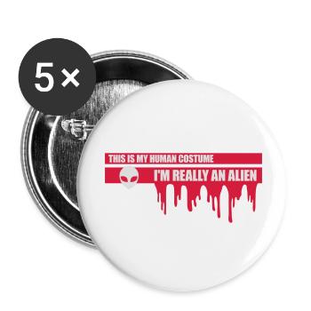 Citation extraterrestre de costume humain - Lot de 5 petits badges (25 mm) - blanc - Devant