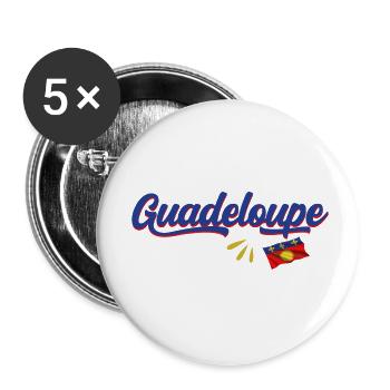 Guadeloupe Drapeau guadeloupéen antilles caraïbes - Lot de 5 petits badges (25 mm) - blanc - Devant