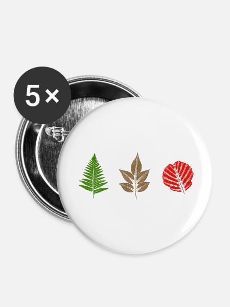 Blätter Design - Buttons klein 25 mm (5er Pack) - Weiß
