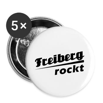 Freiberg rockt - Textdesign mit Stadtnamen - Buttons klein 25 mm (5er Pack) - Weiß - Vorne